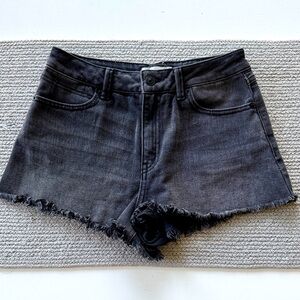 Happily Grey Faded Black Denim High Rise Cut Off Shorts Size 5/27